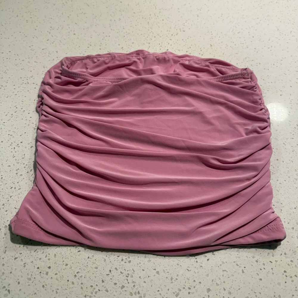Tilly's Pink Bubble Crop Top with Ruched Details